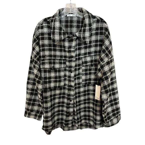 Dex Black and White Plaid Button Up Jacket Shacket Size XL - Picture 2 of 10